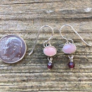 Pink glass earrings.